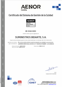 certificado calidad bidarte